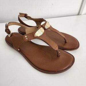 Michael Kors Women's Leather Sandals with Gold Logo Size 6.5